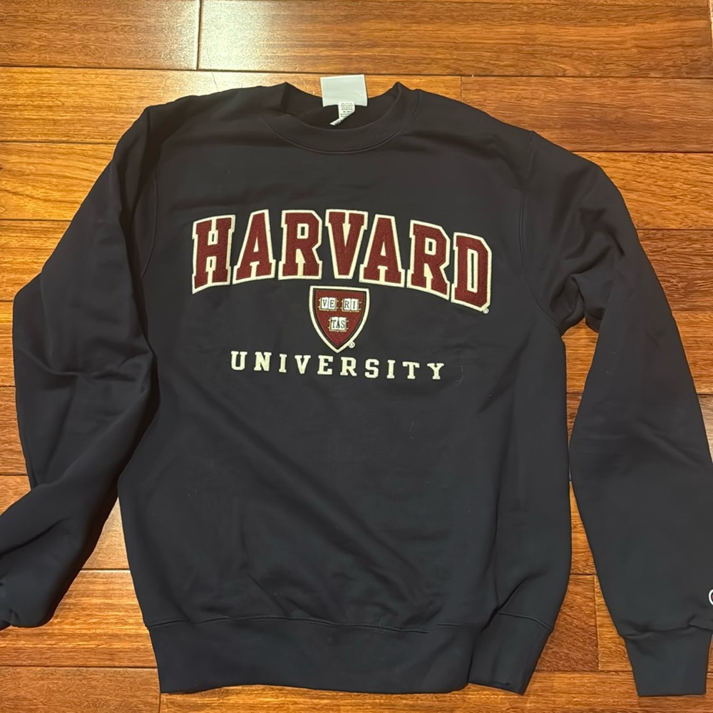 Champion Navy Harvard University Crewneck Sweatshirt with Crimson Logo